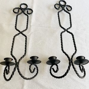 Vintage Twisted Wire Metal double wall Sconce set
